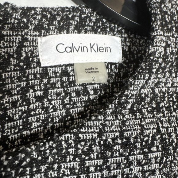 CALVIN KLEIN Gray 3/4 Bell Sleeve Houndstooth Dress Knee Length Women Size 2 - Picture 2 of 7